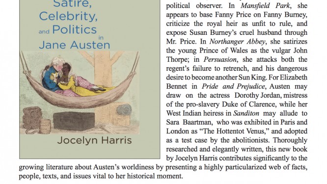 Satire, Celebrity, and Politics in Jane Austen